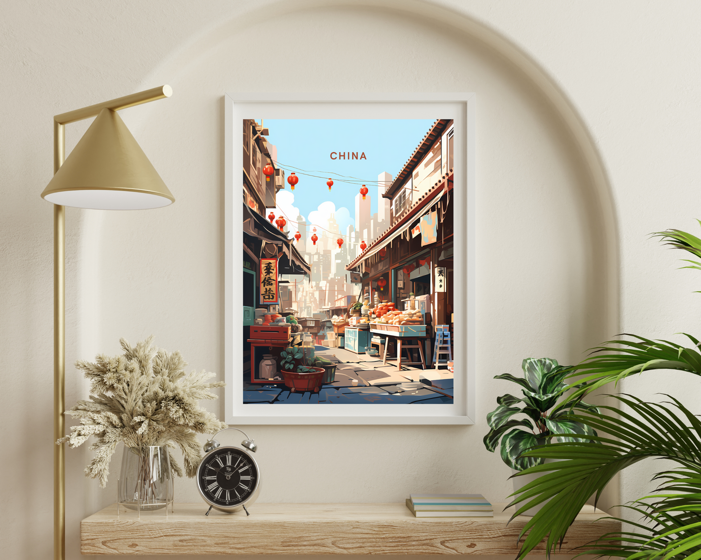 China Local Market Travel Poster Print - Pitchers Design