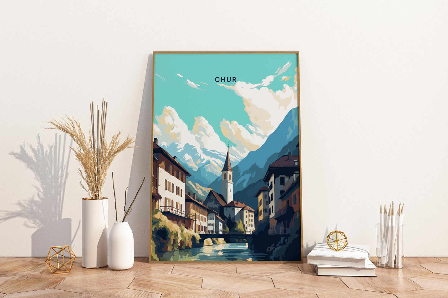 Chur Switzerland Travel Print Poster - Pitchers Design