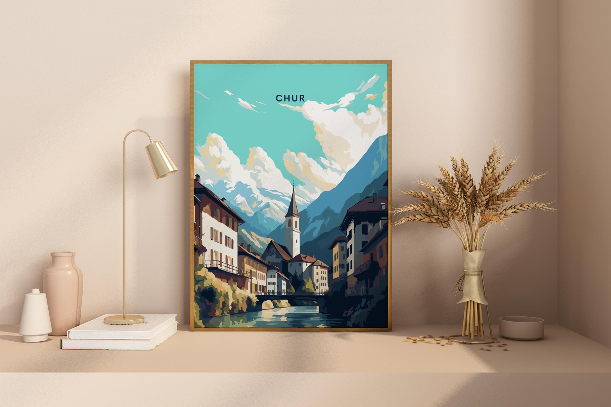 Chur Switzerland Travel Print Poster - Pitchers Design