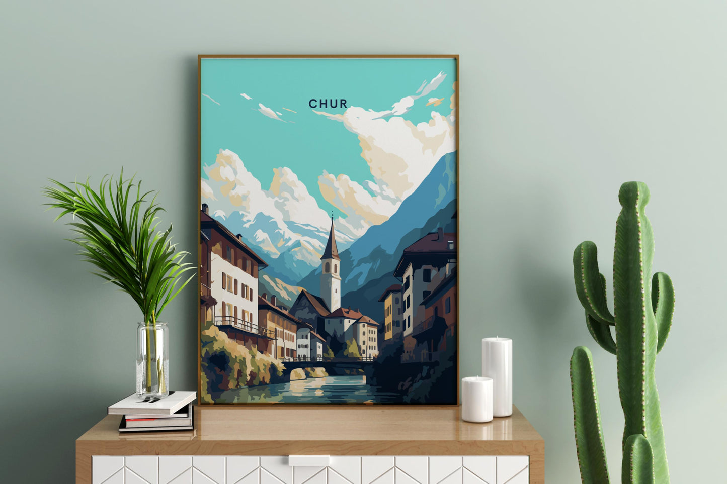 Chur Switzerland Travel Print Poster - Pitchers Design