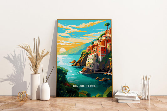 Cinque Terre Sunsets Italy Travel Print Poster - Pitchers Design