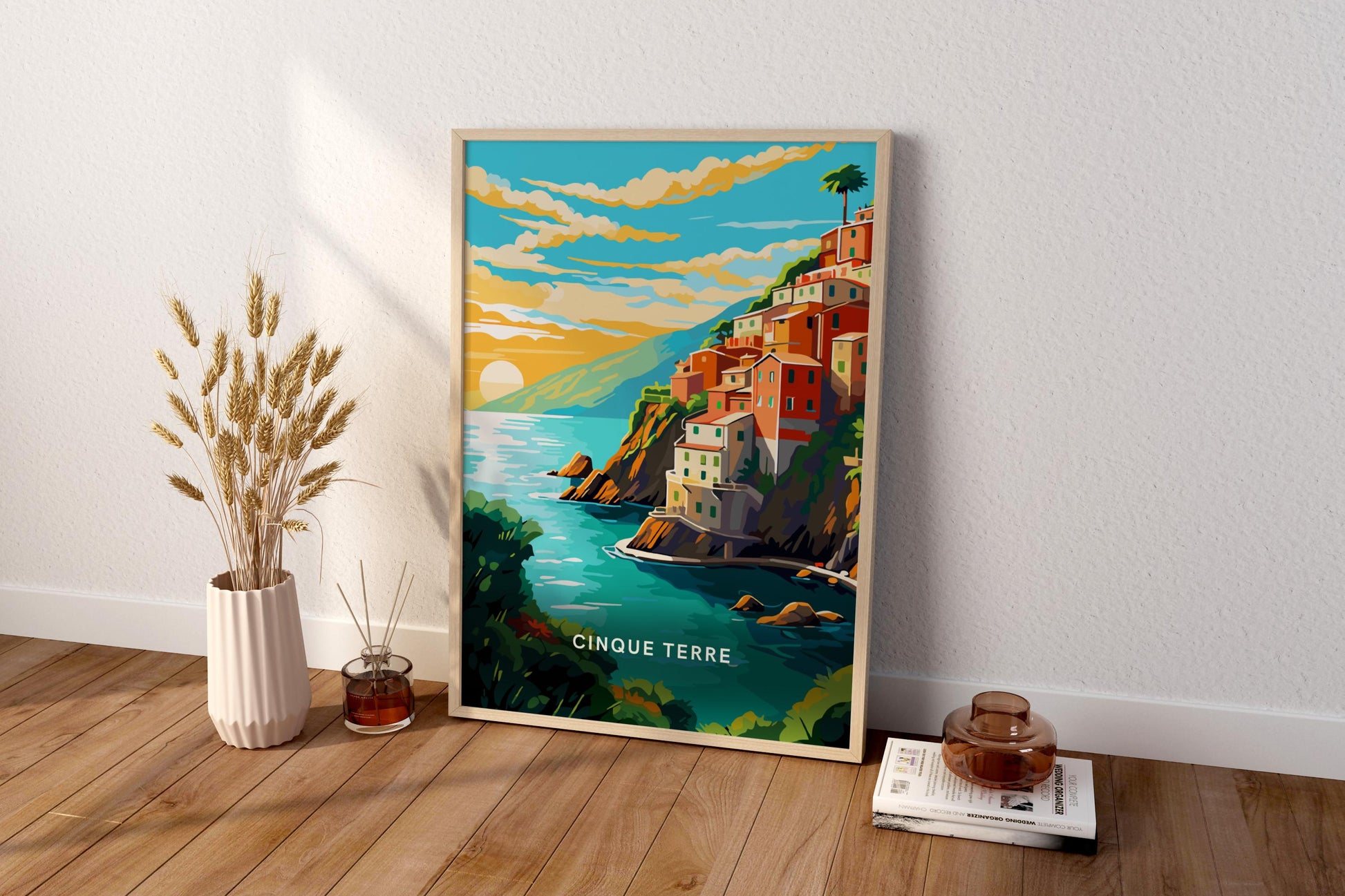 Cinque Terre Sunsets Italy Travel Print Poster - Pitchers Design