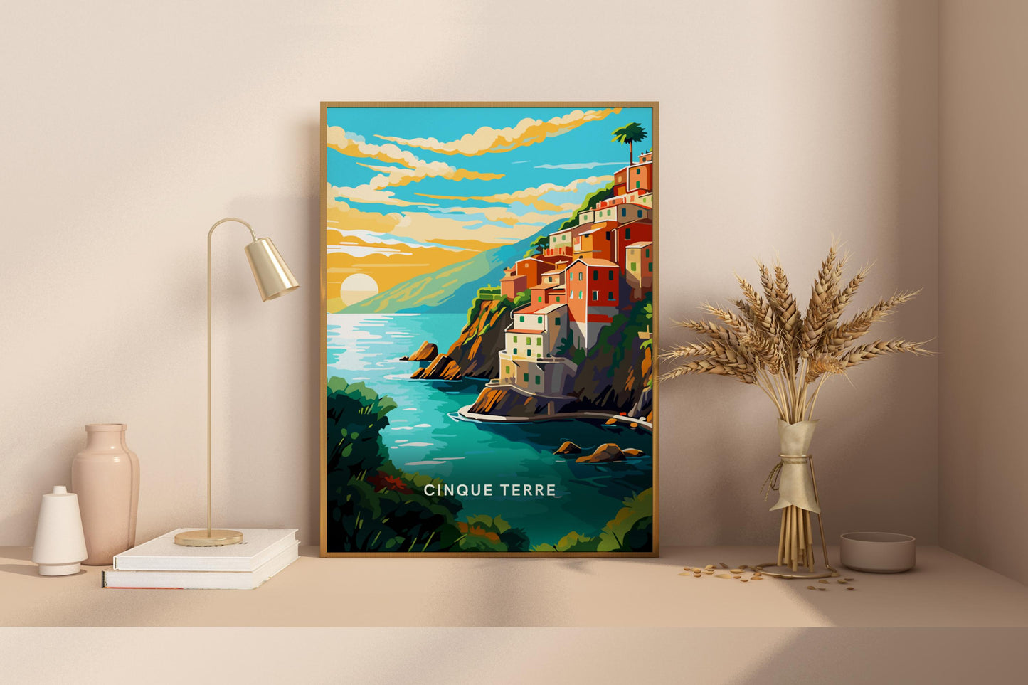 Cinque Terre Sunsets Italy Travel Print Poster - Pitchers Design