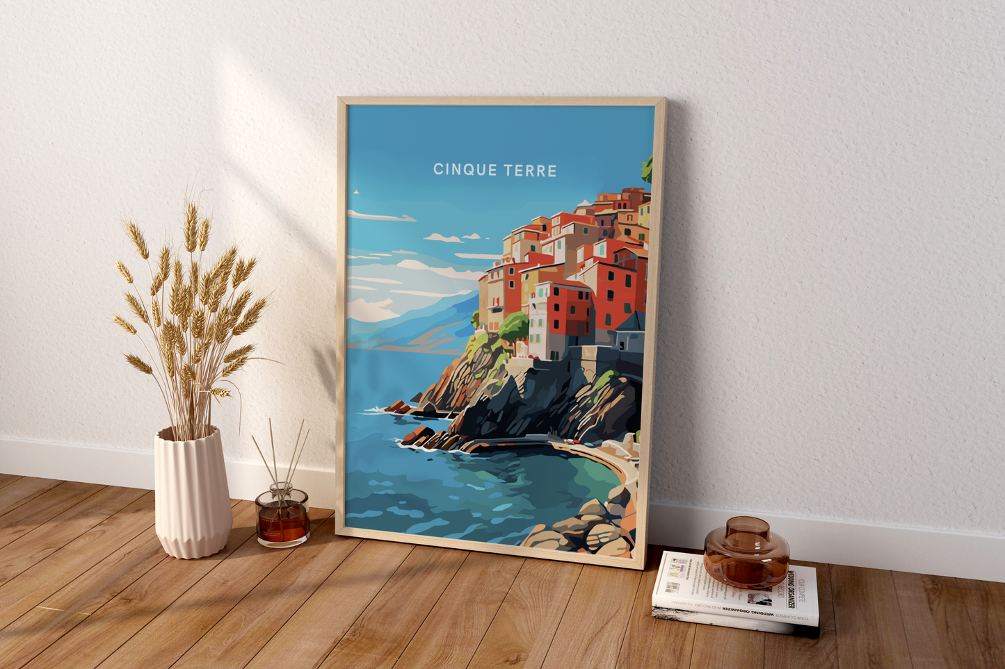 Affiche de voyage imprimée des Cinque Terre en Italie