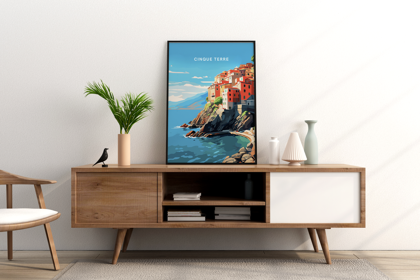 Affiche de voyage imprimée des Cinque Terre en Italie