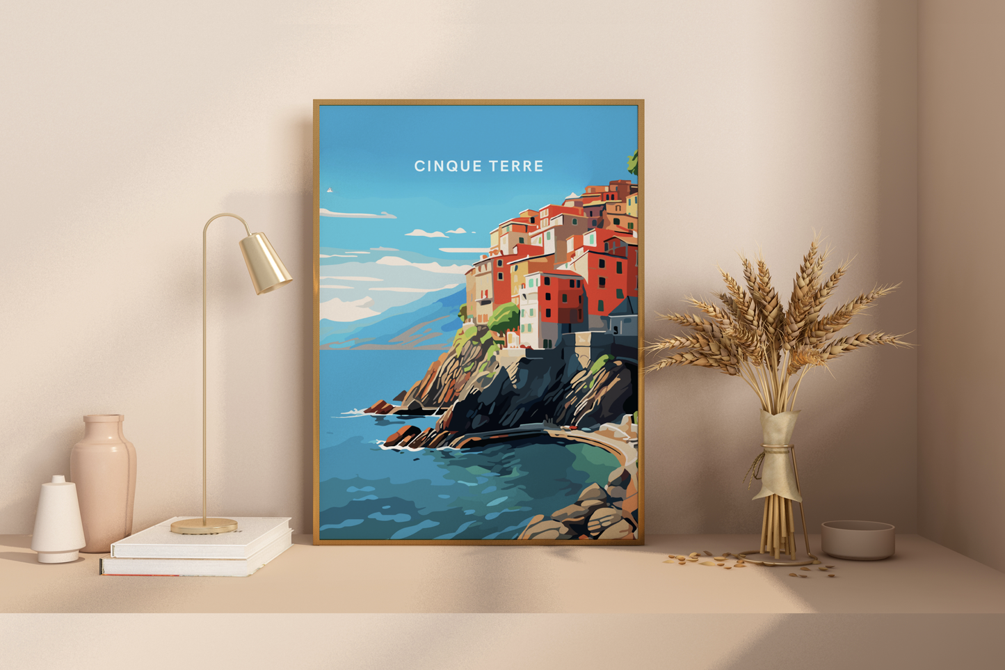 Affiche de voyage imprimée des Cinque Terre en Italie