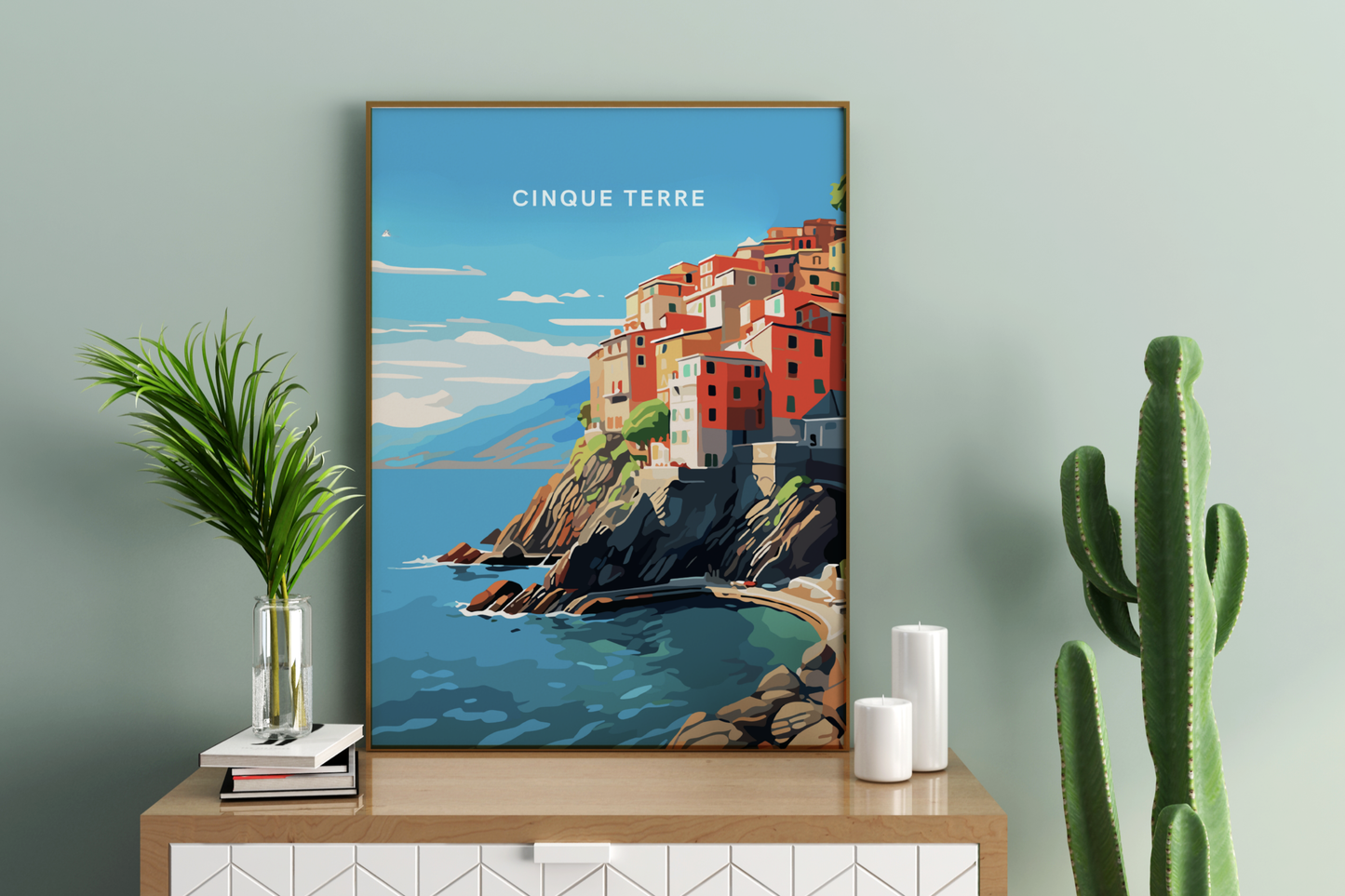 Affiche de voyage imprimée des Cinque Terre en Italie