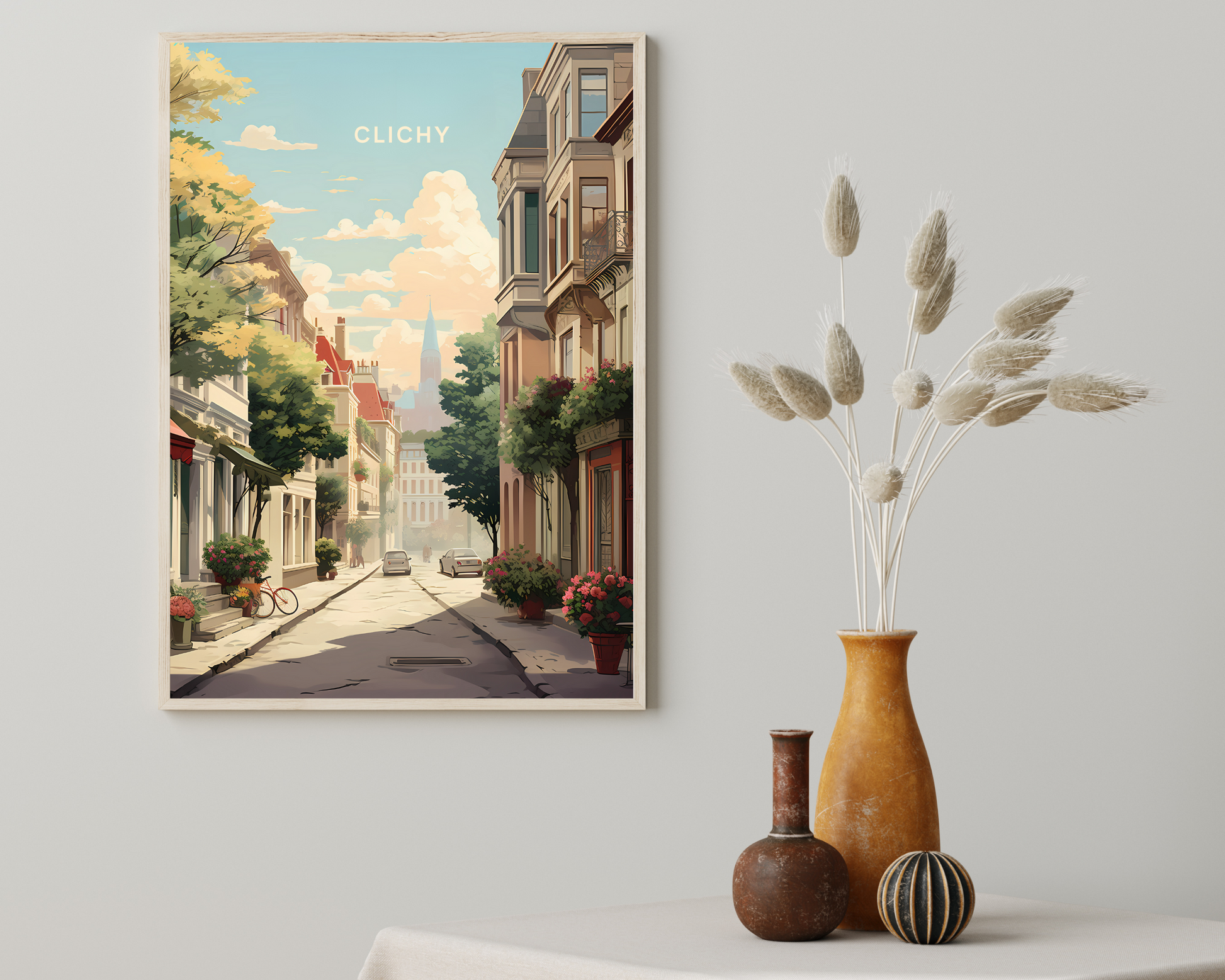 Clichy France Travel Poster Print - Pitchers Design