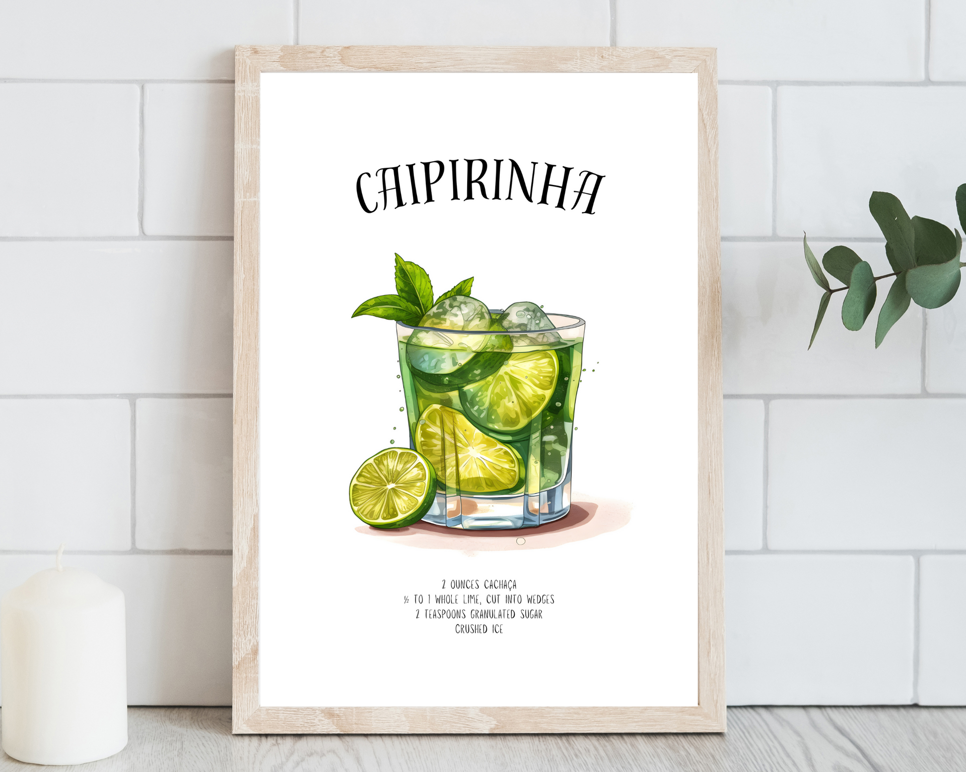 Caipirinha Cocktail Print Poster - Pitchers Design