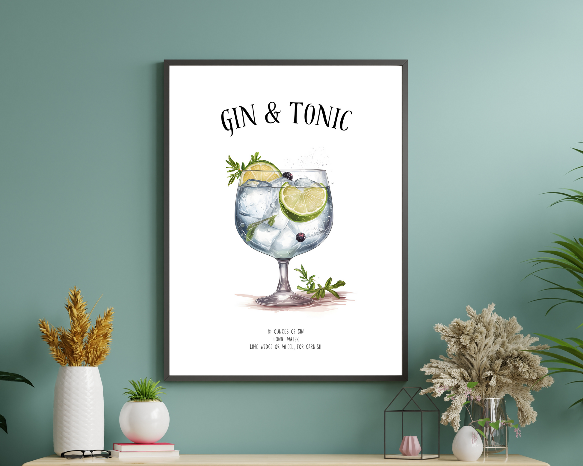 Gin & Tonic Cocktail Poster Print - Pitchers Design