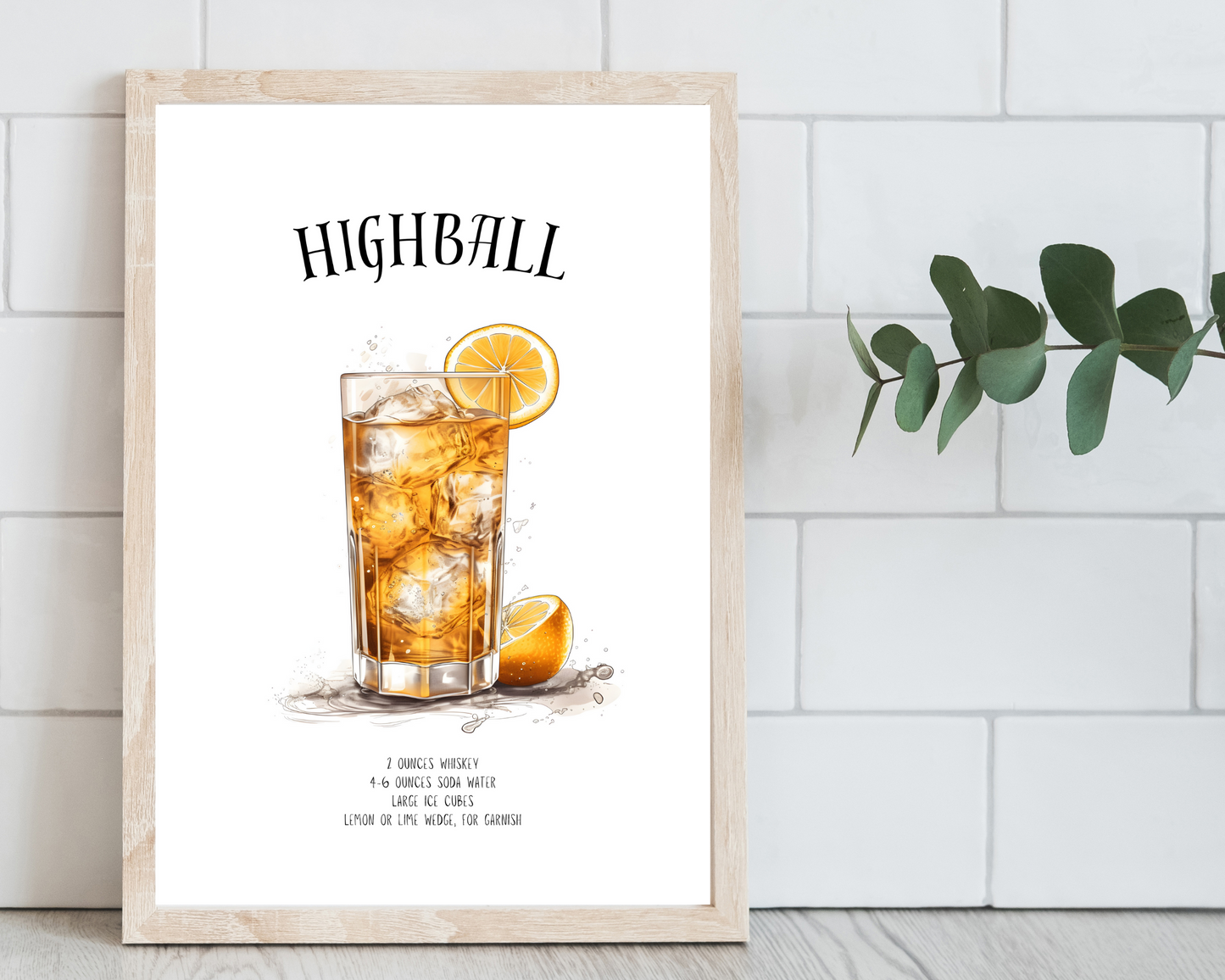 Whiskey Highball Cocktail Poster Print - Pitchers Design