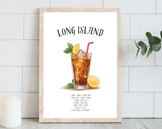 Long Island Cocktail Poster Print - Pitchers Design