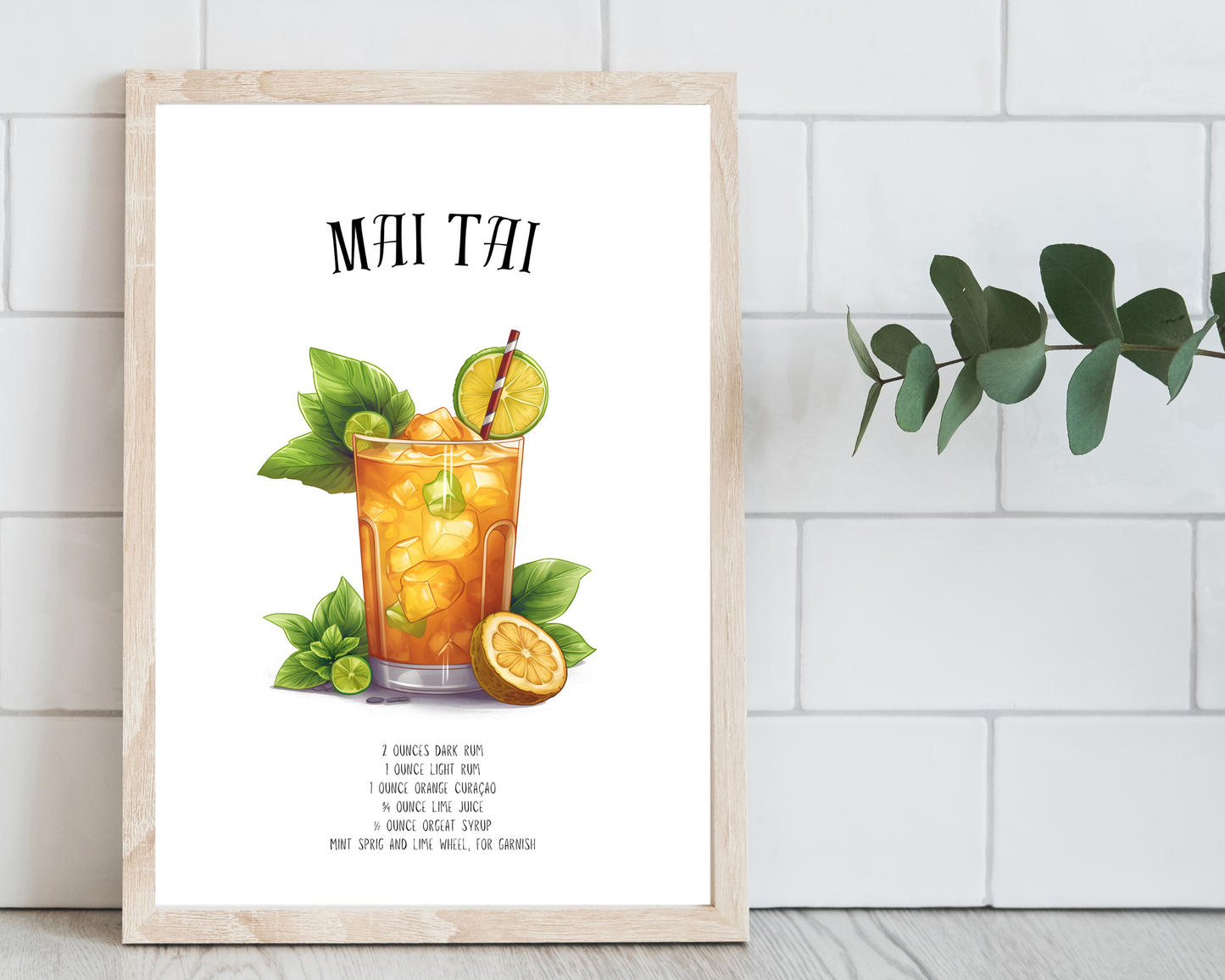 Mai Tai Cocktail Poster Print - Pitchers Design