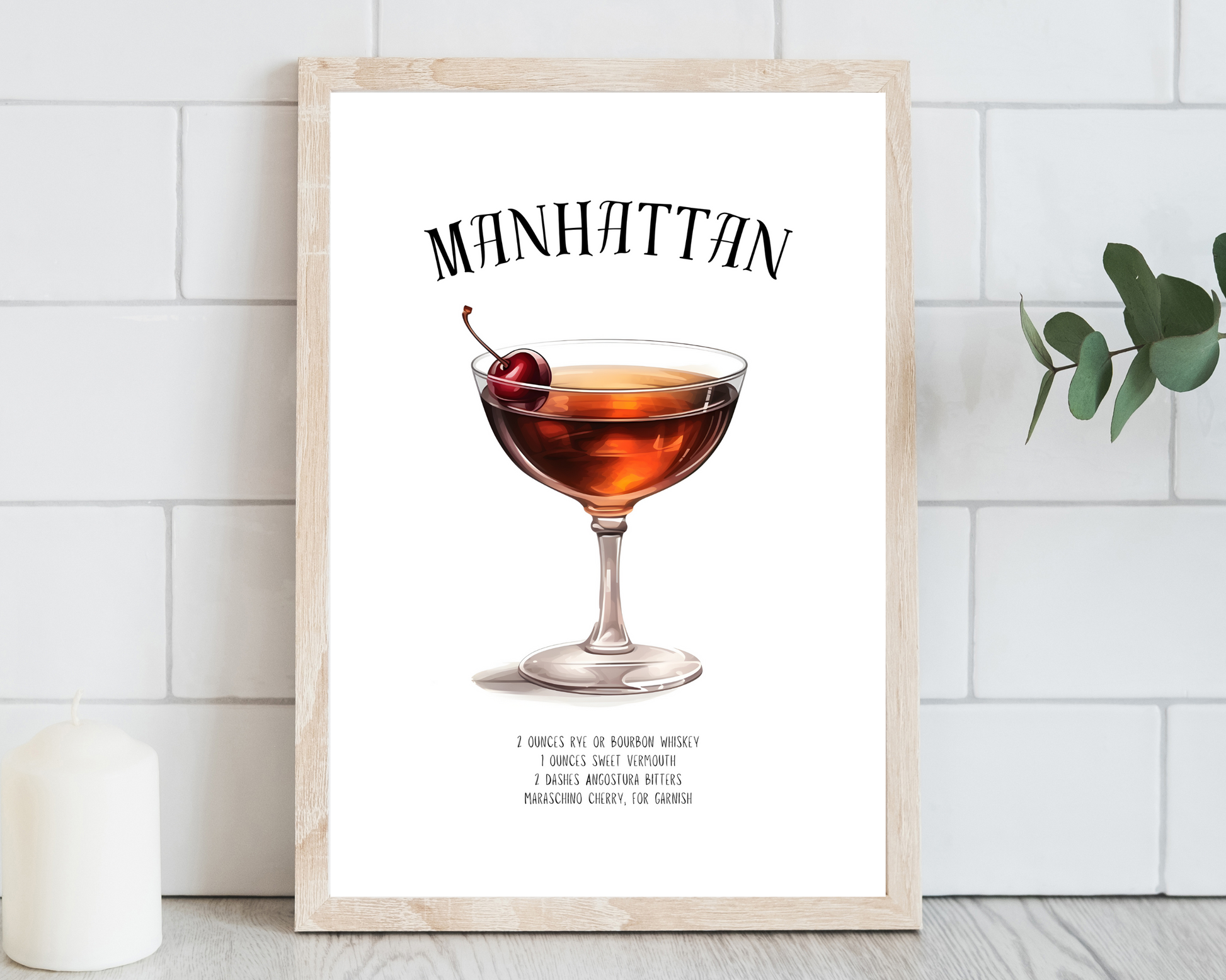 Manhattan Cocktail Poster Print - Pitchers Design