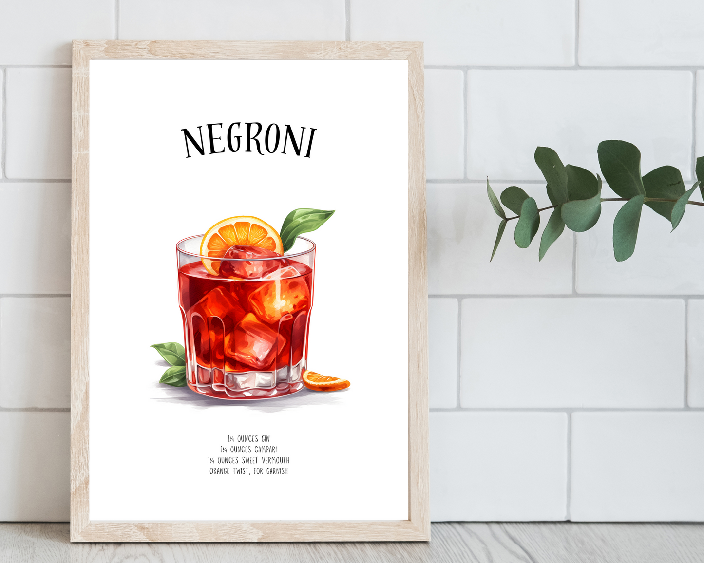 Negroni Cocktail Poster Print - Pitchers Design