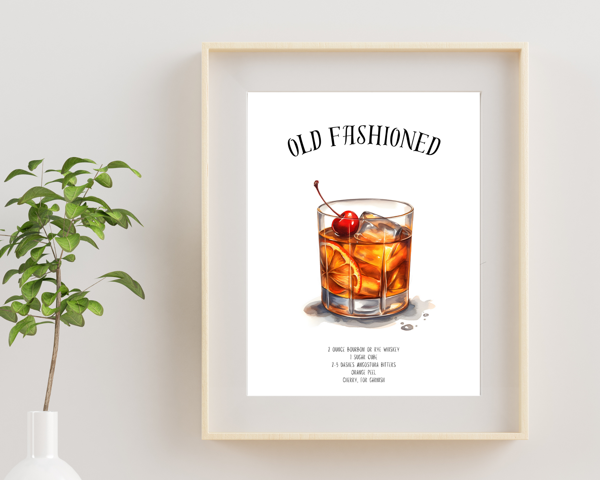 Old Fashioned Cocktail Poster Print - Pitchers Design