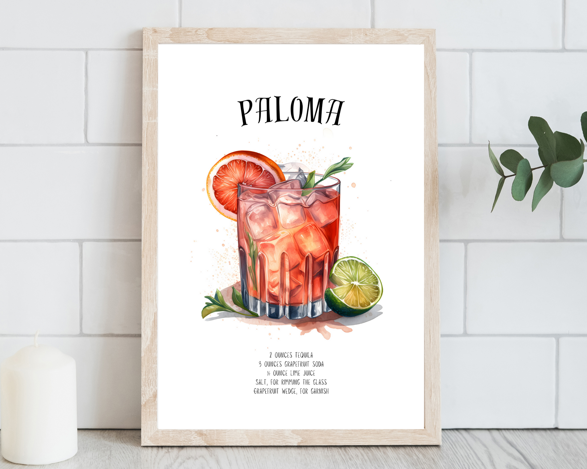 Paloma Cocktail Poster Print - Pitchers Design