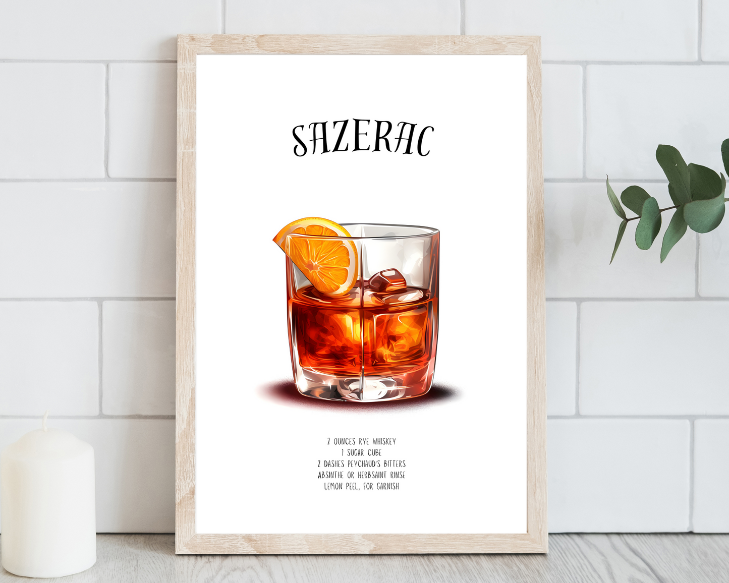 Sazerac Cocktail Poster Print - Pitchers Design