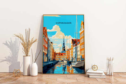 Cartel de impresión de viaje de Copenhague Dinamarca