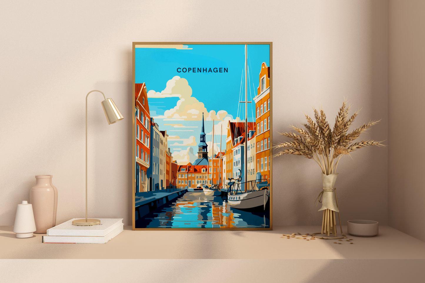 Cartel de impresión de viaje de Copenhague Dinamarca