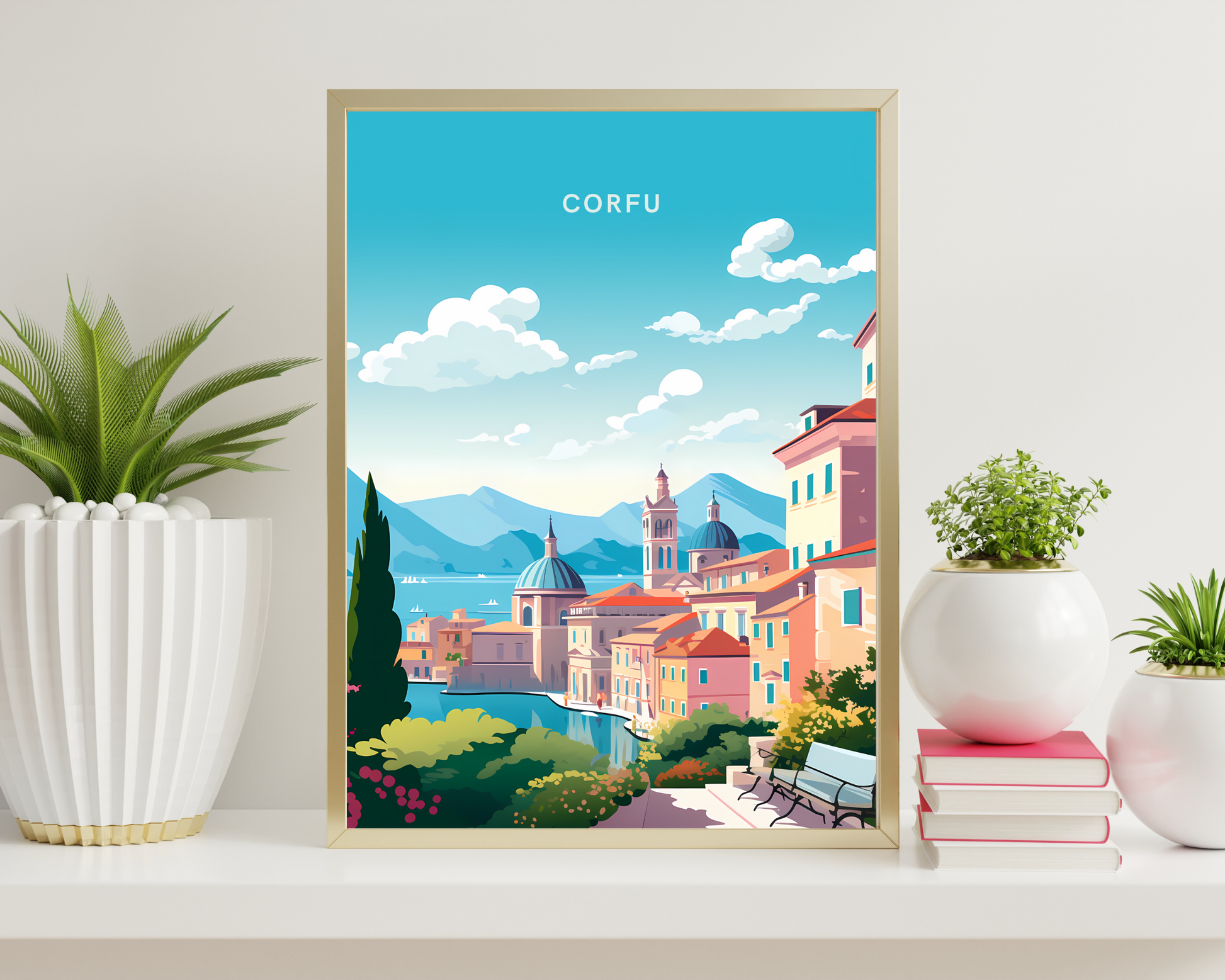 Corfu Greece Travel Poster Print - Pitchers Design