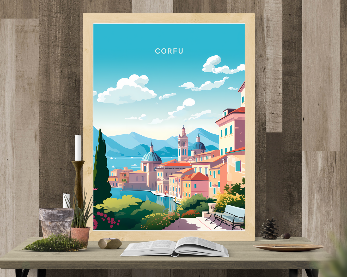 Corfu Greece Travel Poster Print - Pitchers Design