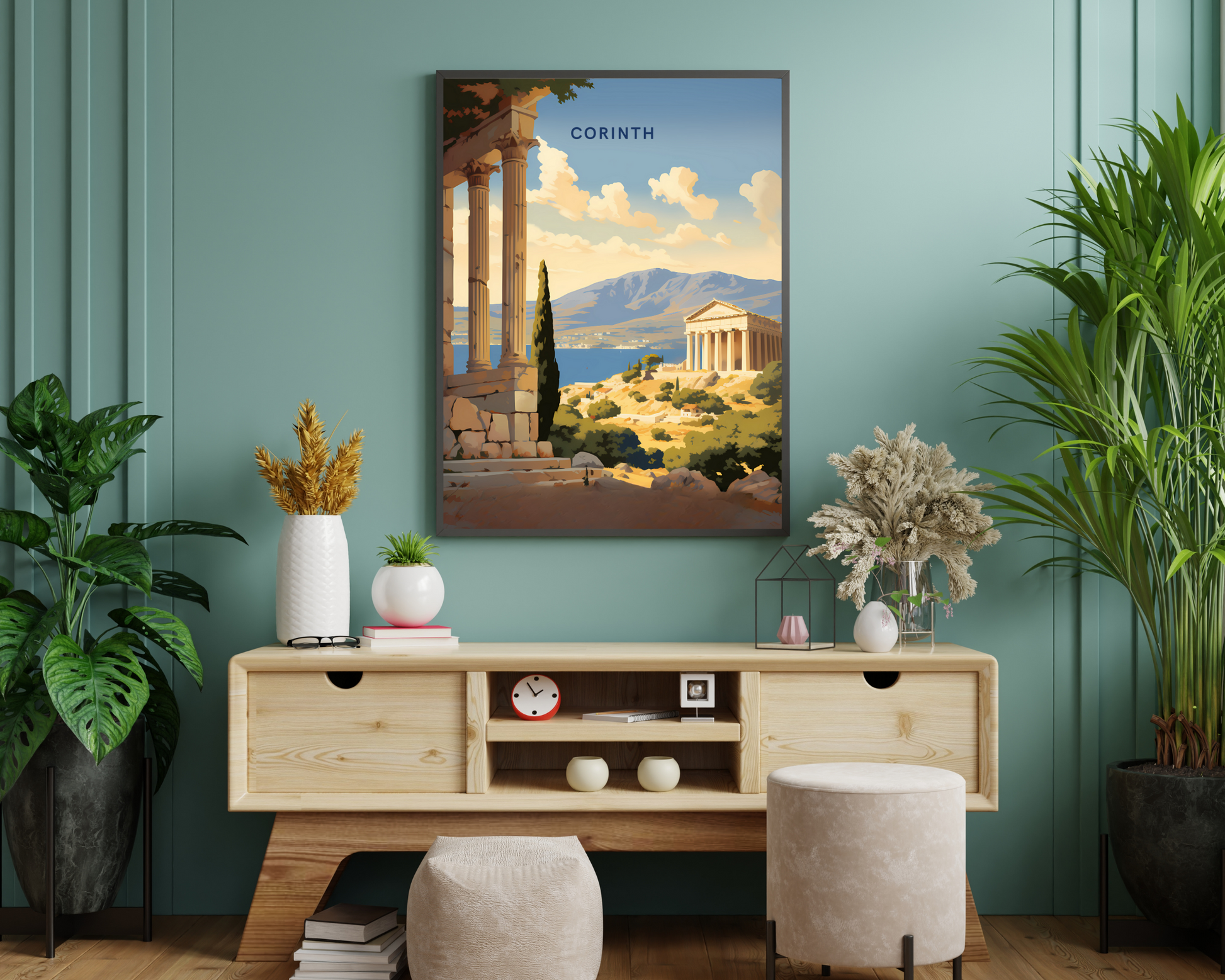 Corinth Greece Travel Poster Print - Pitchers Design