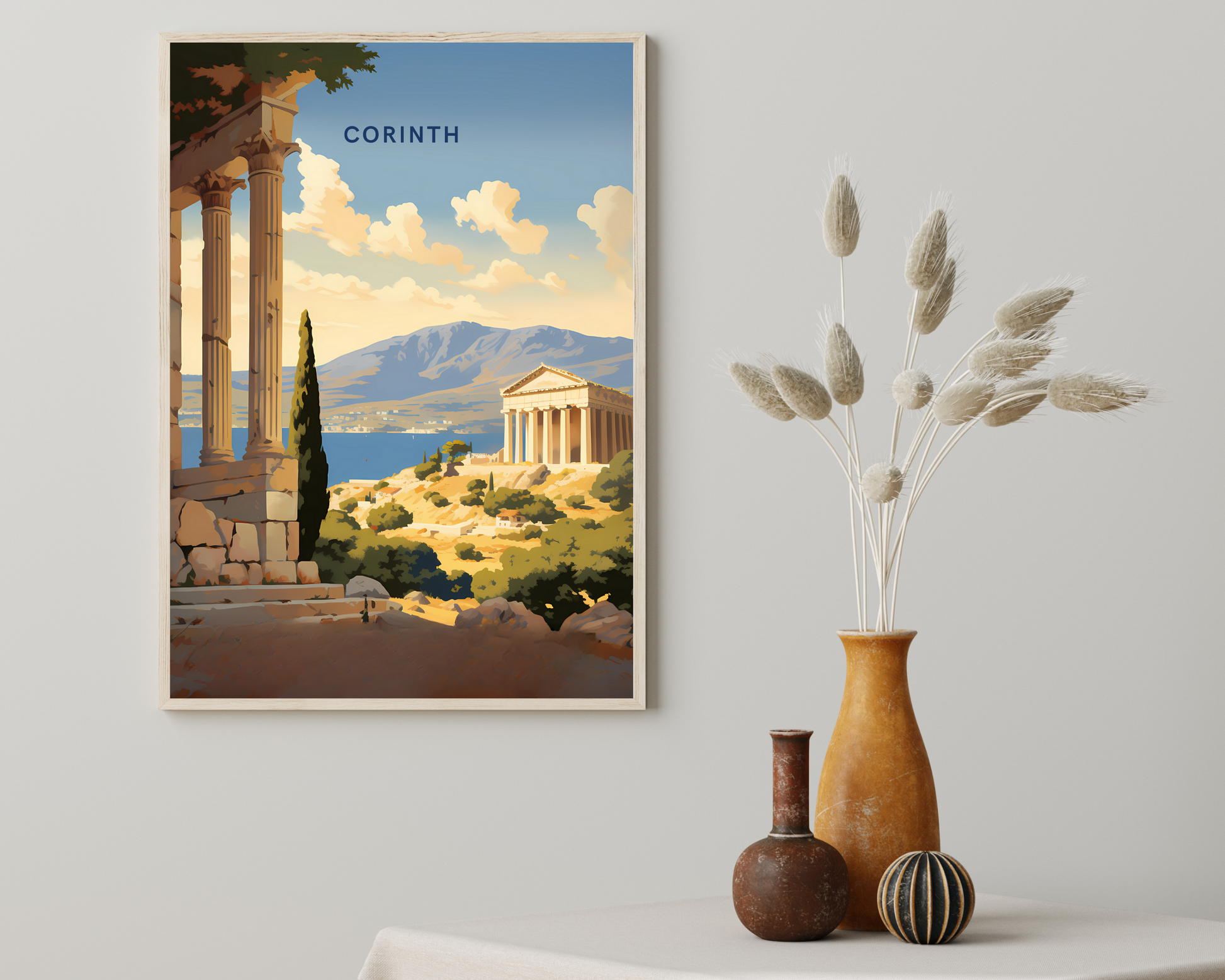 Corinth Greece Travel Poster Print - Pitchers Design