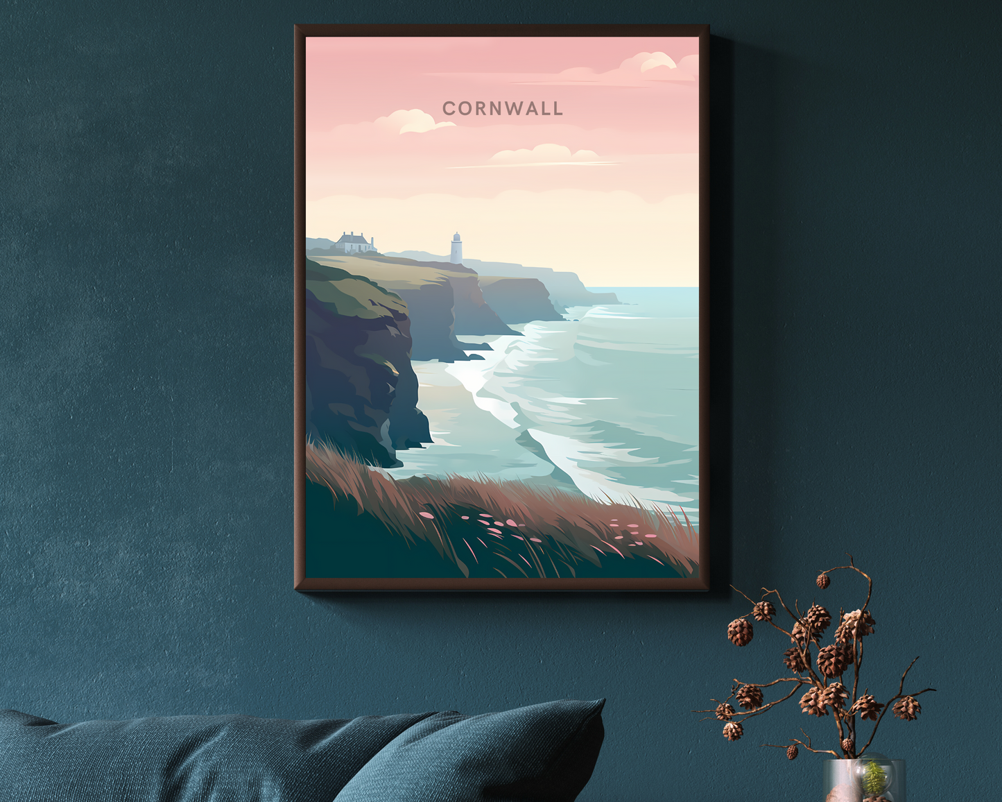 Cornwall England Travel Poster Print - Pitchers Design