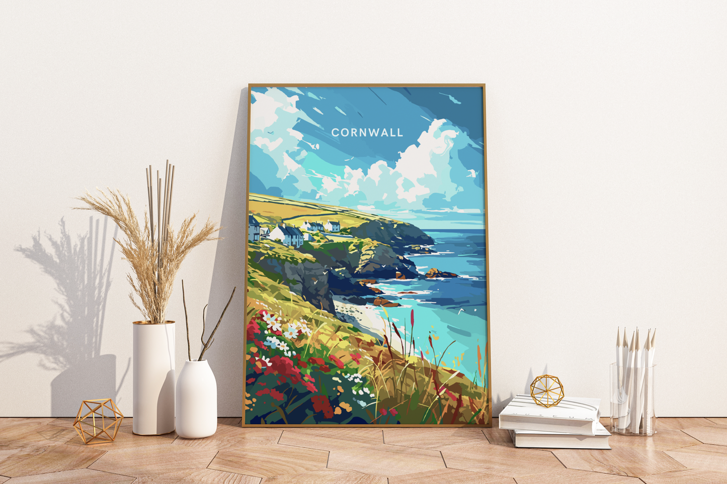 Cornwall Beach England Travel Print Poster