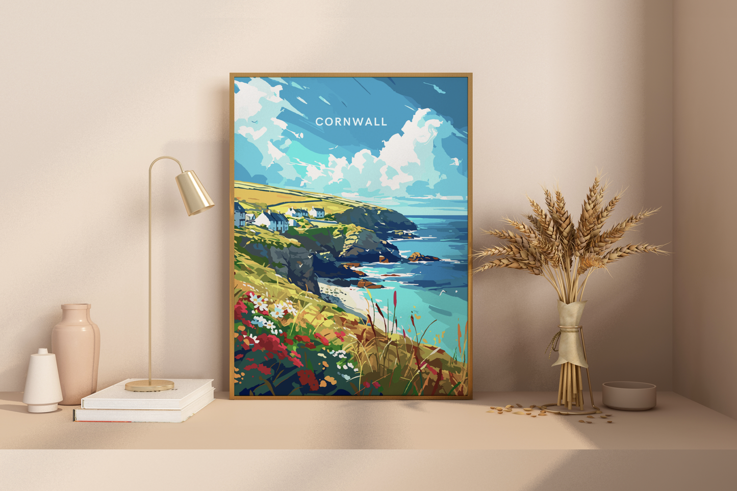 Cornwall Beach England Travel Print Poster