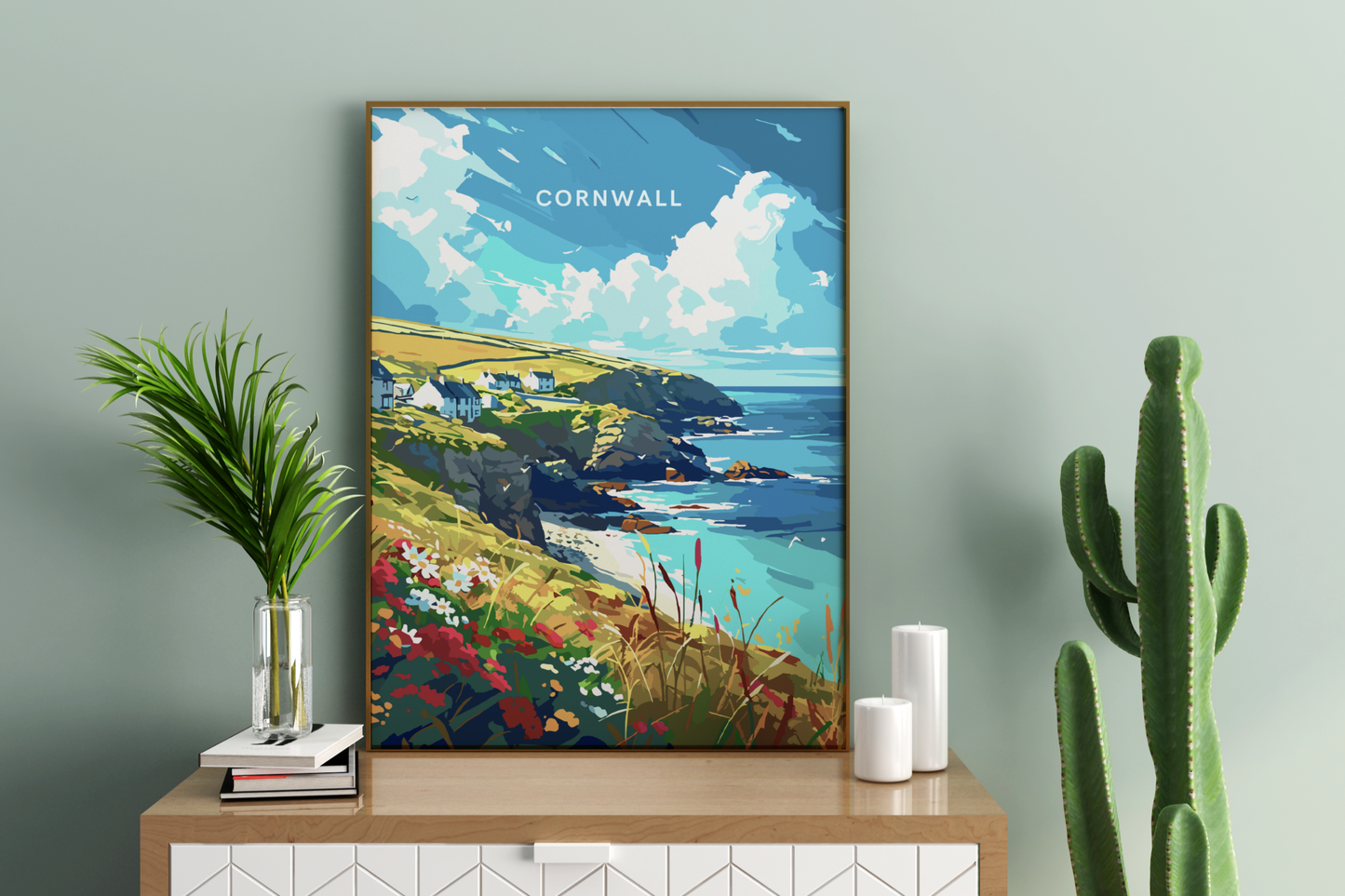 Cornwall Beach England Travel Print Poster