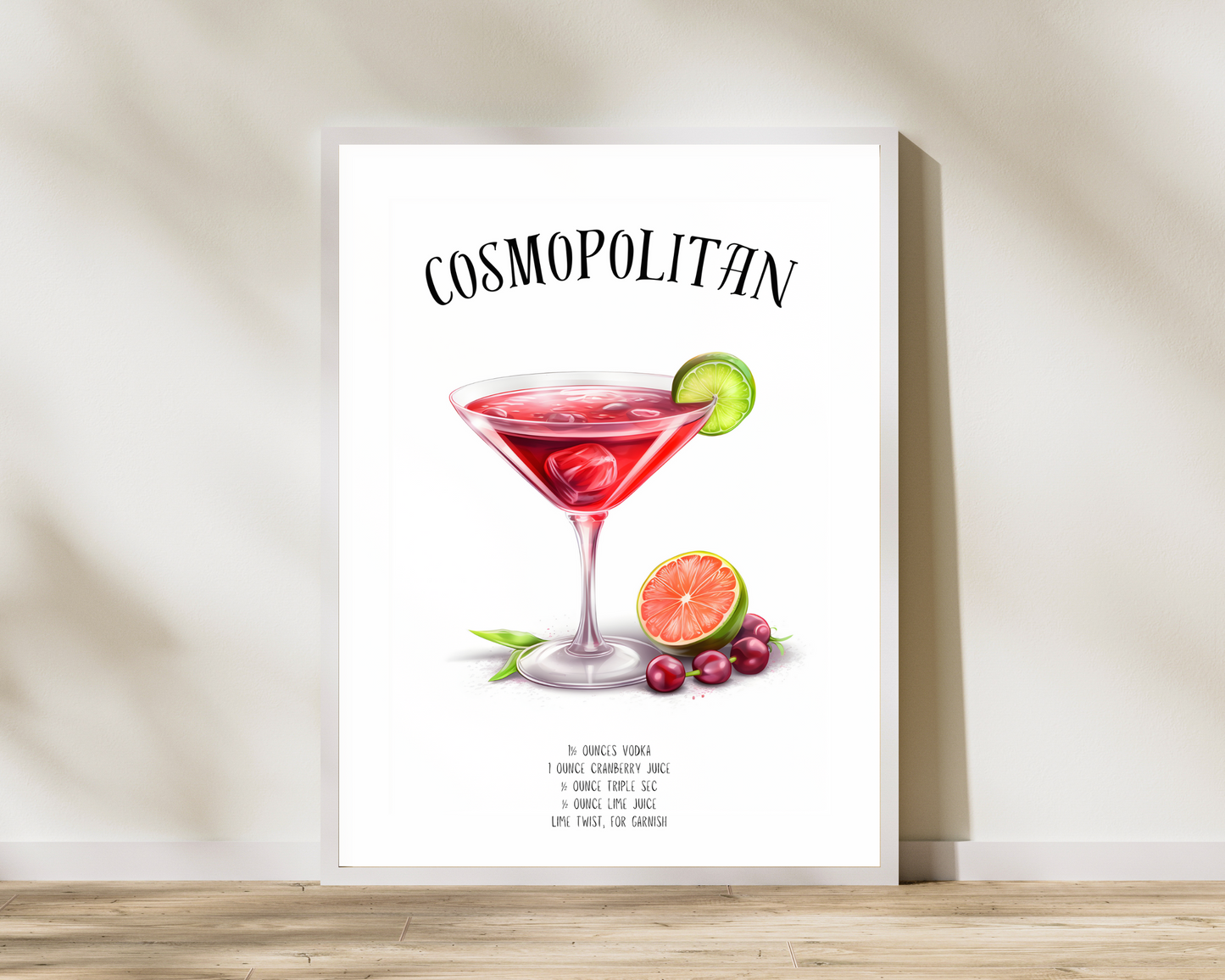 Cosmopolitan Cocktail Poster Print - Pitchers Design