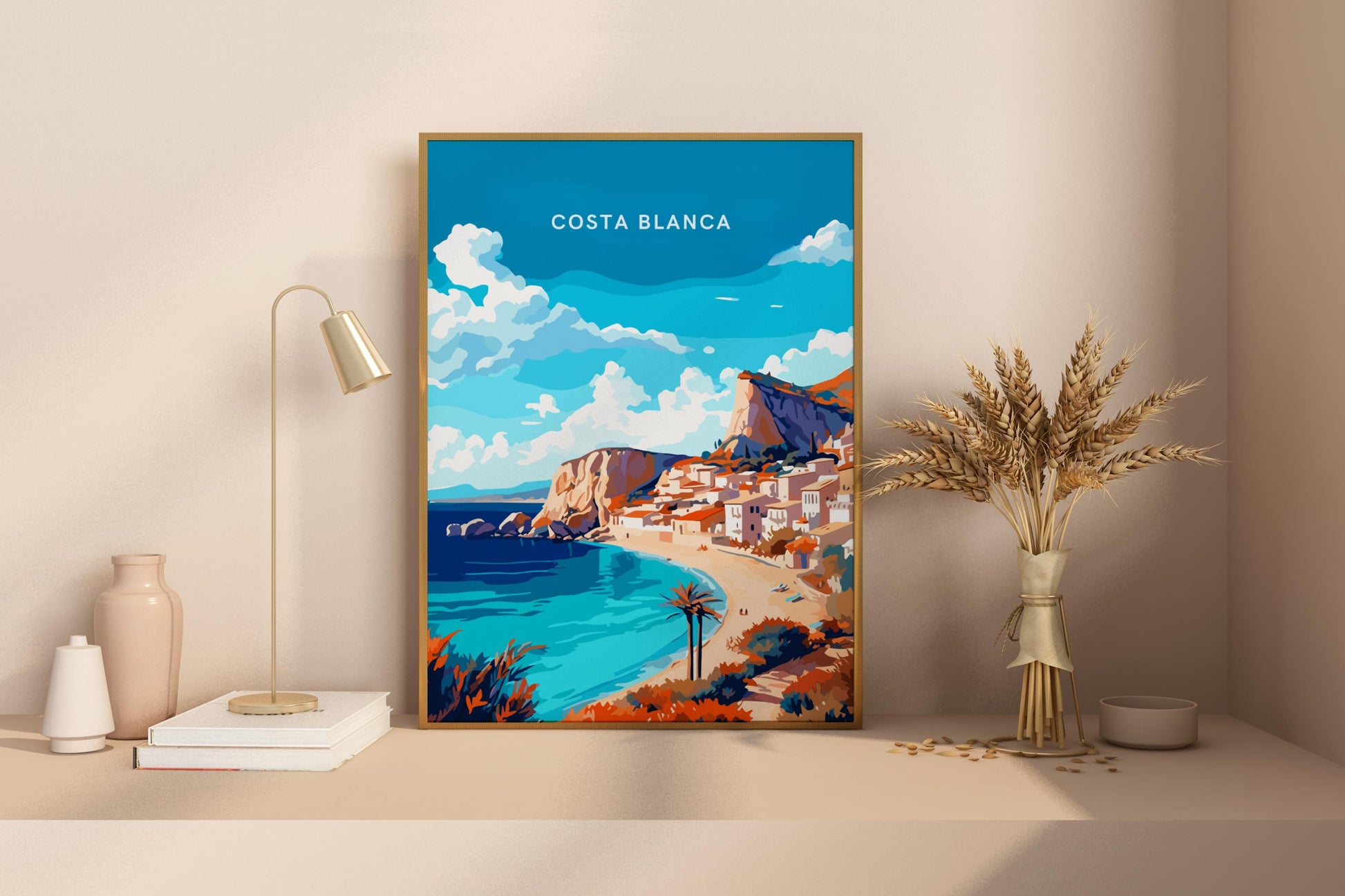 Costa Blanca Downtown Spain Travel Print Poster - Pitchers Design