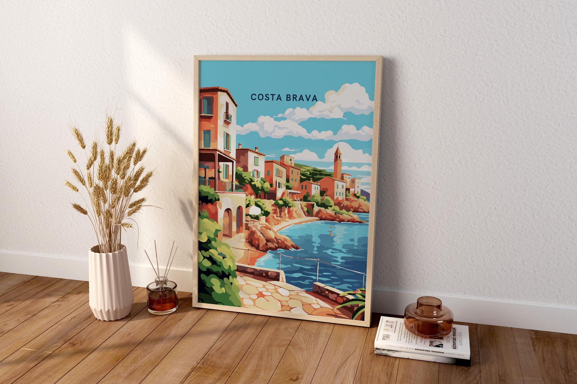 Costa Brava Downtown Spain Travel Print Poster - Pitchers Design