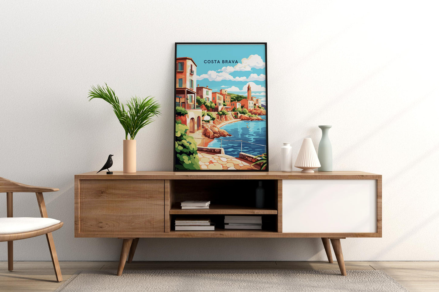 Costa Brava Downtown Spain Travel Print Poster - Pitchers Design