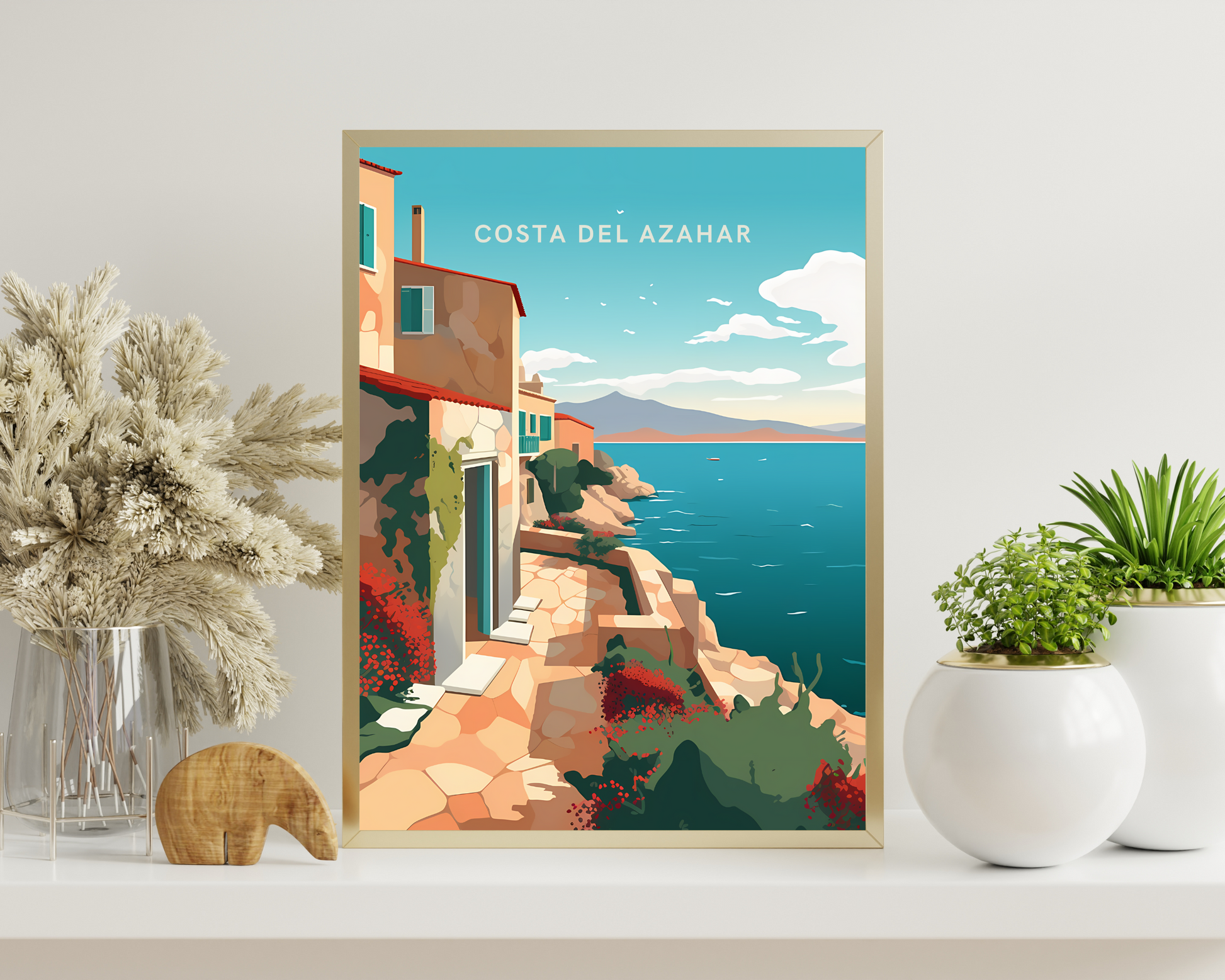 Costa del Azahar Spain Travel Poster Print - Pitchers Design