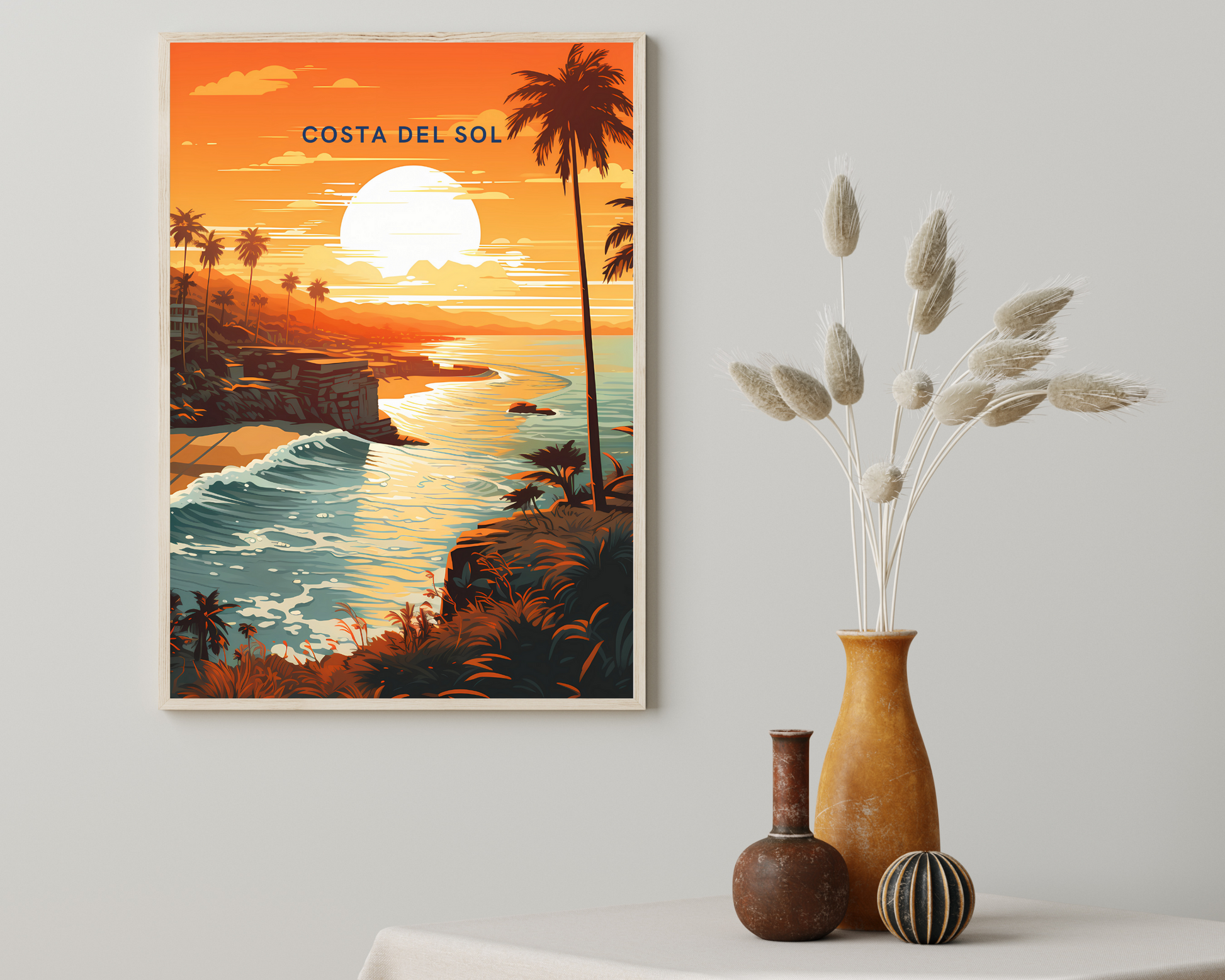 Costa Del Sol Spain Travel Poster Print - Pitchers Design