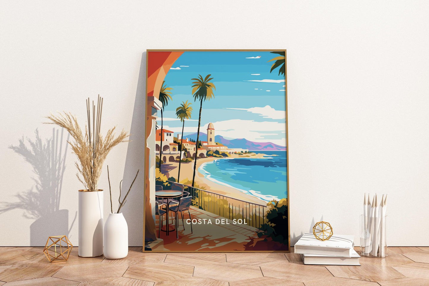 Costa Del Sol Coastline Spain Travel Print Poster - Pitchers Design