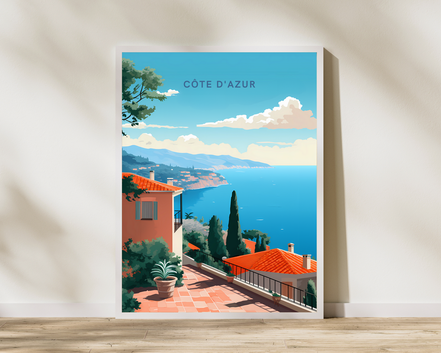 Cote d'Azur French Riviera France Travel Poster Print - Pitchers Design