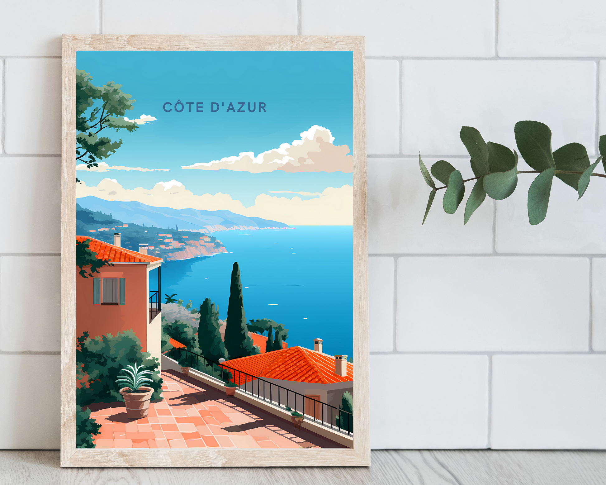 Cote d'Azur French Riviera France Travel Poster Print - Pitchers Design