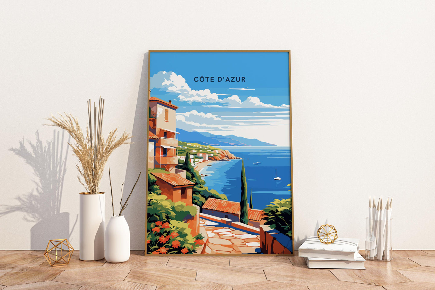 Côte d'Azur France Travel Print Poster - Pitchers Design