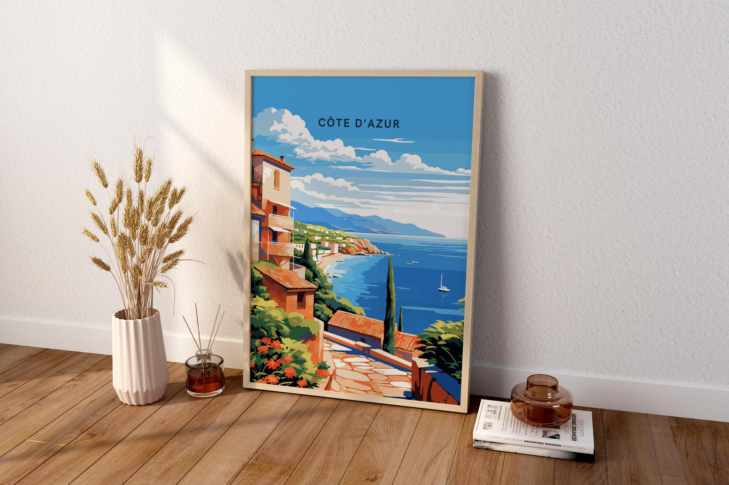 Côte d'Azur France Travel Print Poster - Pitchers Design