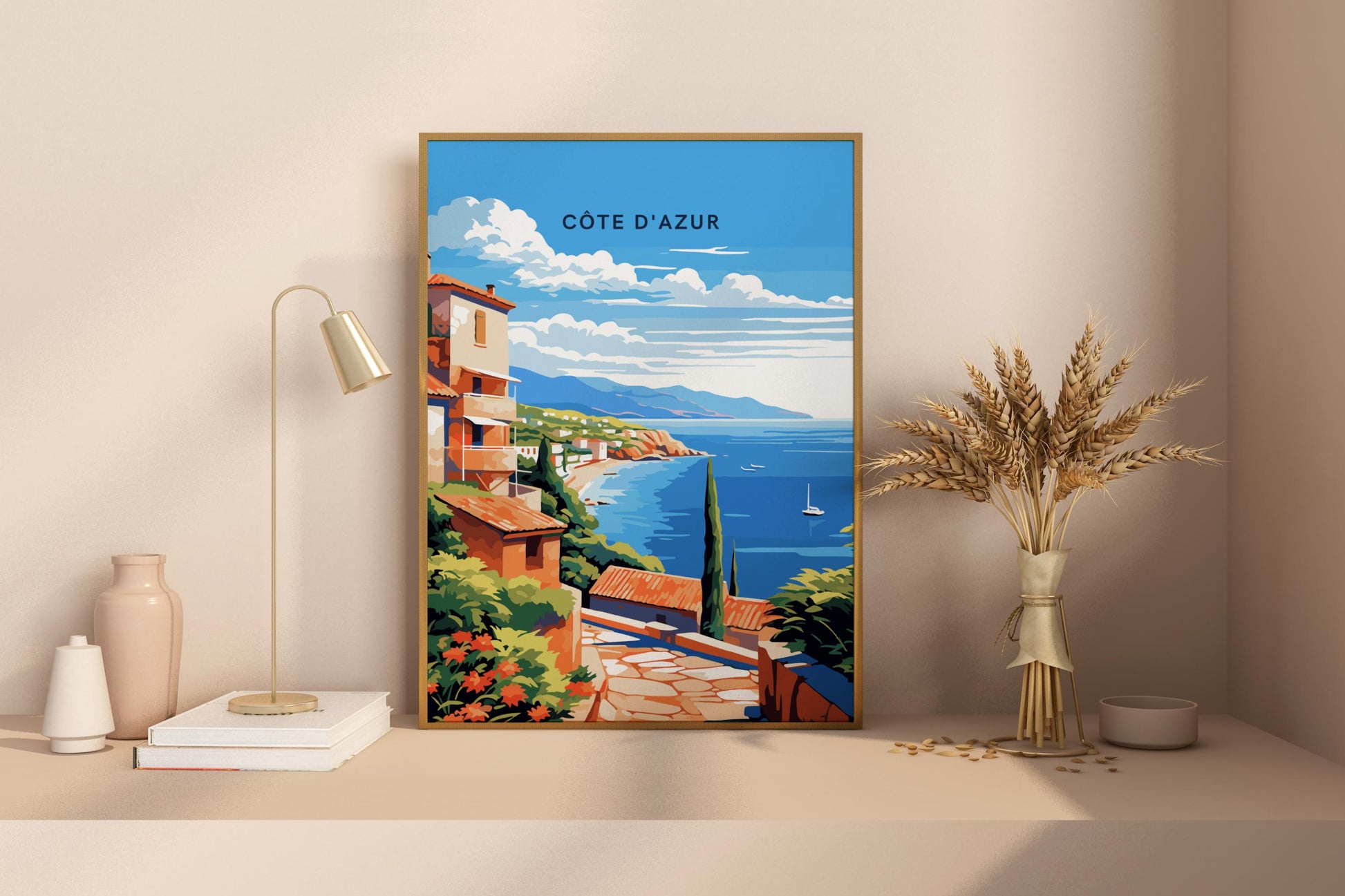 Côte d'Azur France Travel Print Poster - Pitchers Design