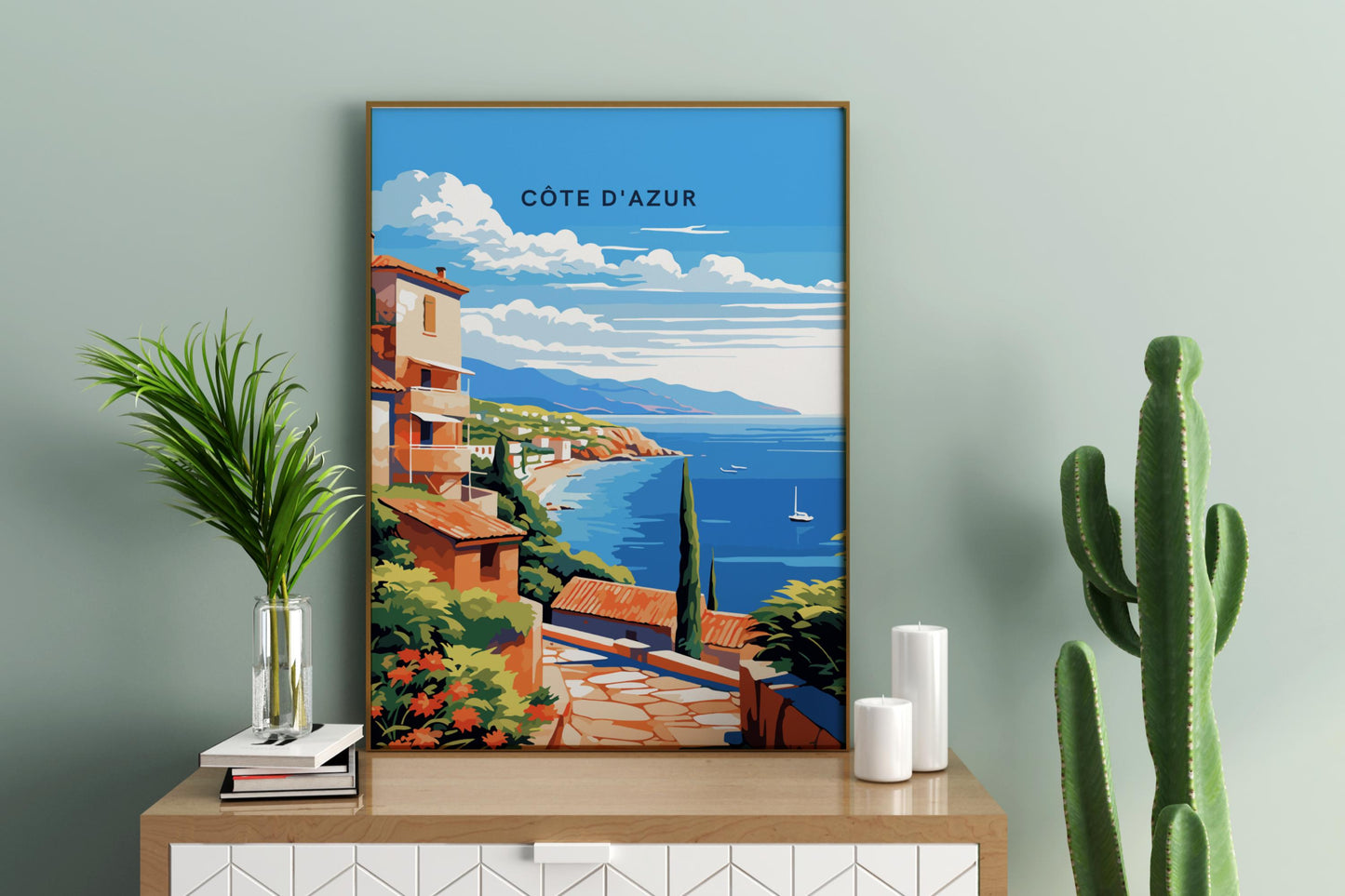 Côte d'Azur France Travel Print Poster - Pitchers Design