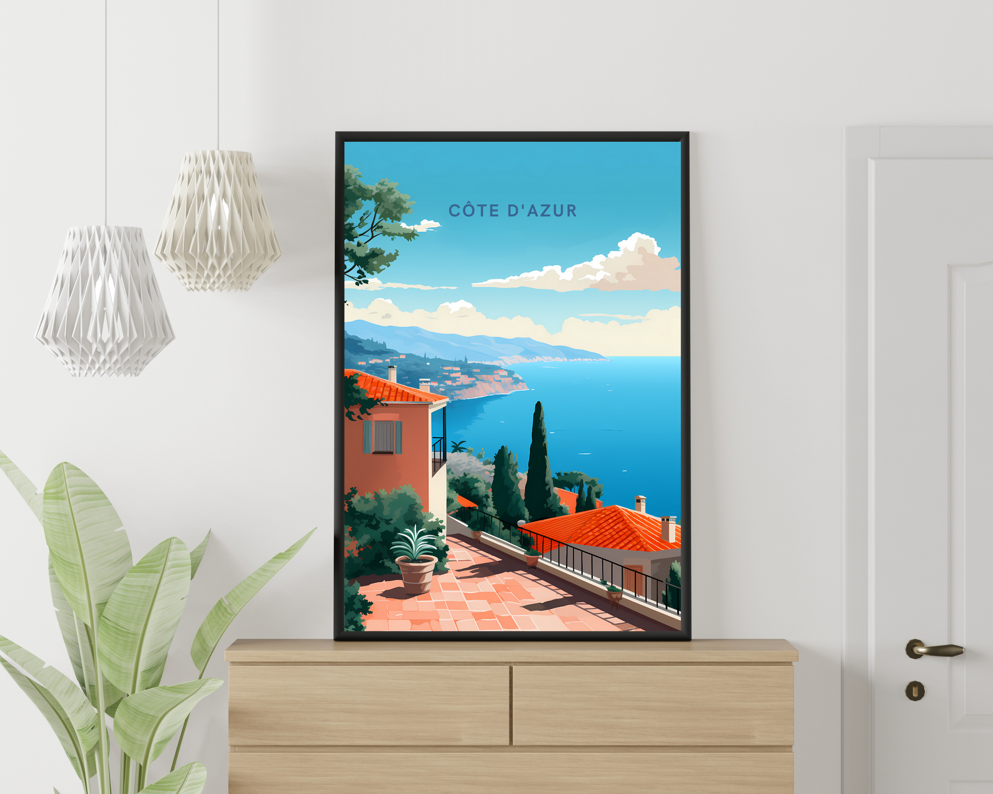 Cote d'Azur French Riviera France Travel Poster Print - Pitchers Design