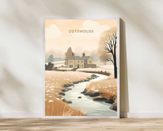 Cotswolds England Travel Poster Print - Pitchers Design