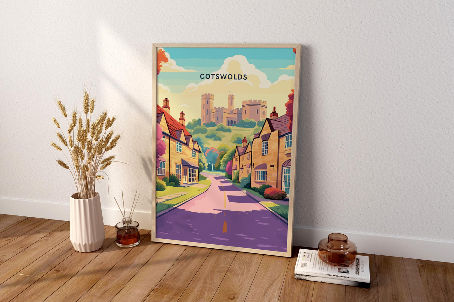 Colourful Cotswolds England UK Travel Print Poster - Pitchers Design