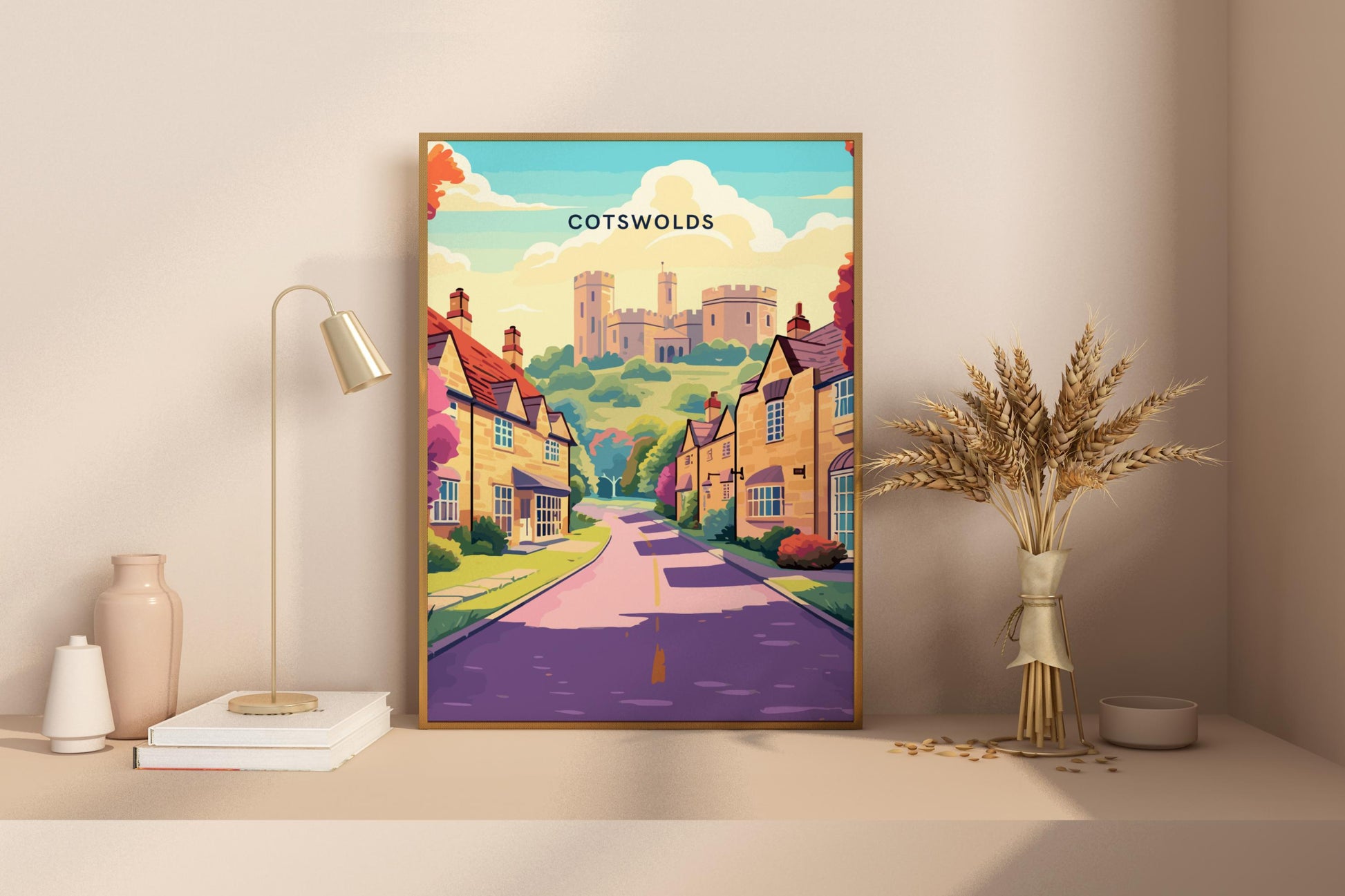 Colourful Cotswolds England UK Travel Print Poster - Pitchers Design