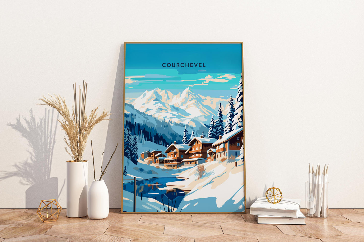 Courchevel France Ski Slopes Travel Print Poster - Pitchers Design